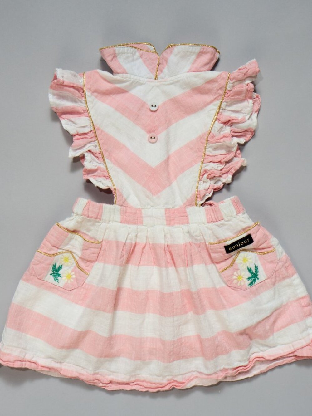 BONJOUR PINK DECKCHAIR STRIPED APRON DRESS